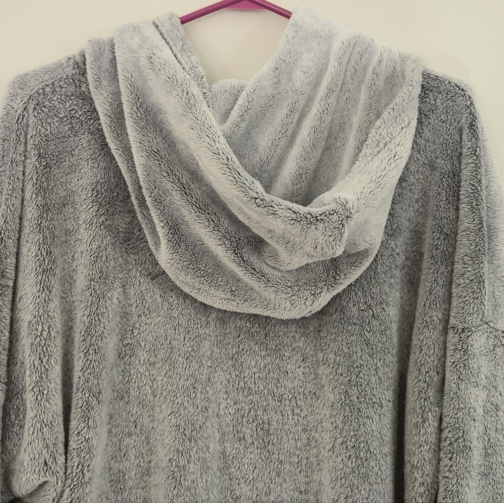 Denver Hayes Size XXL Grey Velour Plush Hooded Night Shirt Sleepwear Cozy PJ - Picture 6 of 9